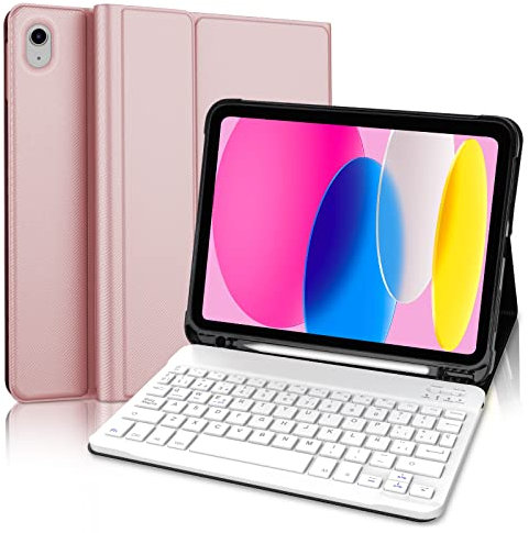 Funda Teclado iPad 10 Gen 2022 10.9 Pulgadas /11 Gen 2025 11 Pulgadas, Funda Teclado Español Ñ Bluetooth Desmontable para iPad 10 Generación 2022/11 Generación A16 2025 (10.9/11 Pulgada), Rosa