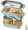 Beeptrum Bento Box Lunch for Adult, Stackable with 2 Compartment, Include Utensil Set, Leak-Proof, Safe Microwave and Dishwasher, BPA-Free 1600ML Green