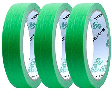 3 Rolls Low Tack Masking Tape, Writable Masking Tape Green Painters Tape Decorators Tape Low Tack Tape Professional Grade Painting Tape for Renovation Work, Indoor Painting Decorating (20mm x 20m)