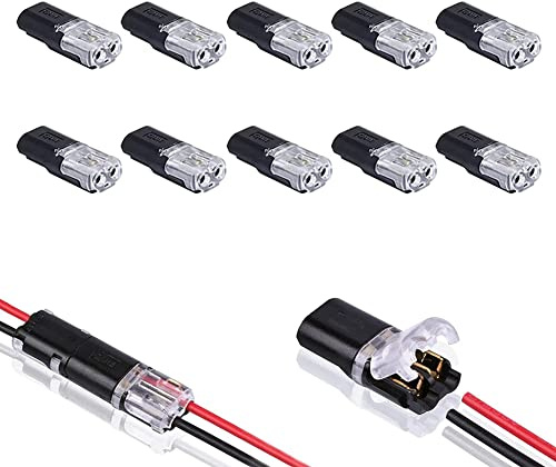 DKSooozs Conector Enchufable de Doble Cable de 10 Piezas con Hebilla de Bloqueo, Conectores Enchufables Terminal de Cable Compacto Universal de 2 y 2 VíAs