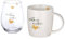 GILDE - 51350 - Tasse und Glas, 2er Set, mit Geschenkkarton, einatmen ausatmen lächeln, Tasse Porzellan: H 9,3 x D 8,8 x B 12,5 cm / 350 ml Füllmenge, Glas: H 10,5 x D 8 cm / 300 ml