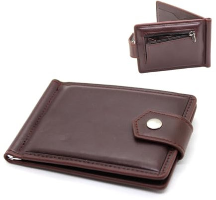 Portafoglio da uomo ragazzo alta qualità ultra slim sottile in ecopelle con clip molla fermasoldi porta carte 6 tessere portamonete Bifold ferma soldi idea regalo in offerta (T. Moro)