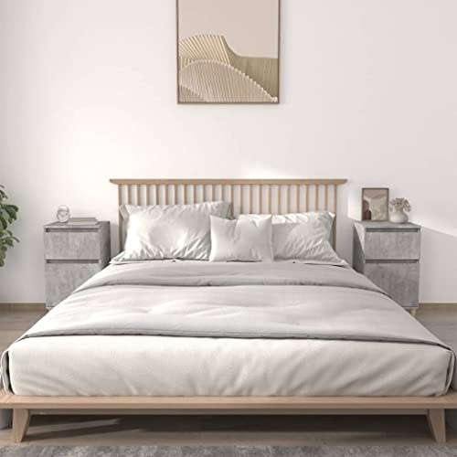 KTHLBRH Comodini 2 pz Grigio Cemento 40x35x70 cm, Tavolino, Comodini, design elegante e funzionale per arredare la tua camera da letto con stile