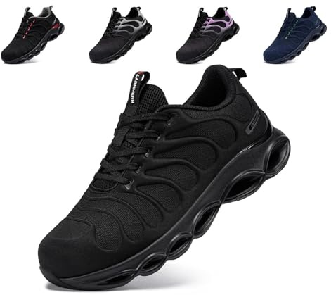 LARNMERN Steel Toe Shoes for Men Safety Shoes Work Sneakers Comfortable Safety Toe Sneakers Work Lightweight Colorful Zapatos de Seguridad (11,Black)