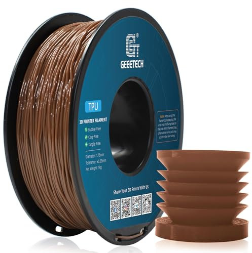 GEEETECH TPU filament 1,75mm Braun, Flexible 3D Drucker Filament 1kg 1 Spool