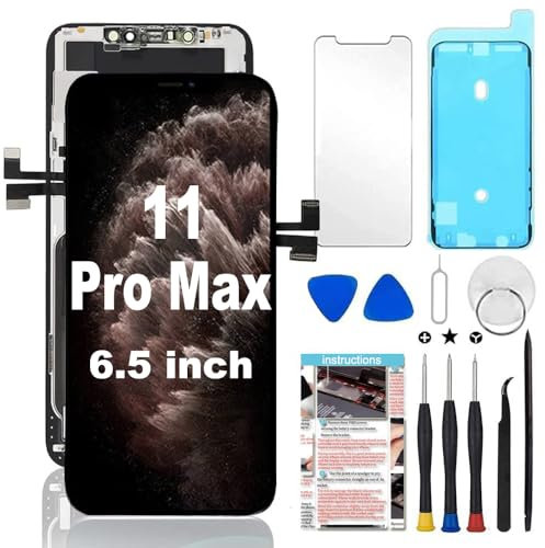 TSIOFO Display LCD per iPhone 11 PRO Max Schermo, 3D Touch Sostituzione Vetro Digitalizzatore Parti 6,5 Pollici di Ricambio con Kit di Riparazione