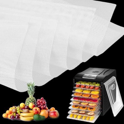 Lot de 6 Feuilles de Déshydrateur de Silicone,35,6×35,6cm Tapis Déshydratant Antiadhésif pour Fruits,Sans BPA,Feuilles de Déshydrateur Carrées en Silicone,Tapis de Déshydrateur Réutilisable