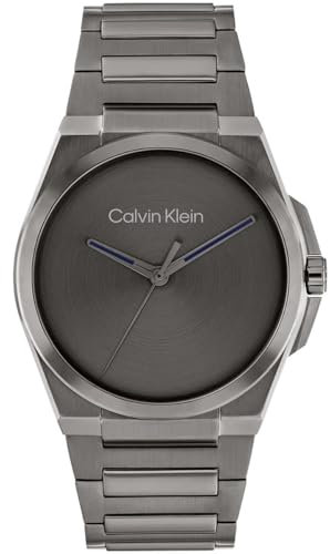 Calvin Klein Uhr mit DREI-Zeiger-Quarzwerk für Herren Kollektion META-MINIMAL mit Graues Edelstahlarmband - 25200458