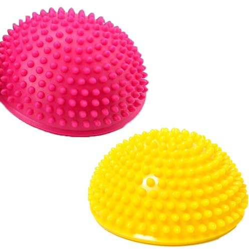 Qiwenr 2 Igelbälle, Acupoint Massage Ball set, Igelball Massageball Igelbälle, Massageball Igelball für & Erwachsene Fördert Koordination und Balance Fitness Training(Rrosa+Gelb)