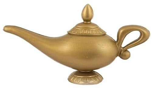 Magic Genie Oil Lamp Gold Plastic Aladdin Prop Fancy Dress Panto Film Character Costume