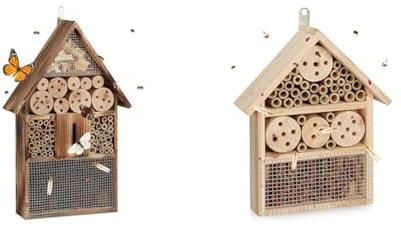 Relaxdays Insektenhotel 50 cm groß, Zum Aufhängen & Insektenhotel Bausatz, Insektenhaus für Käfer, Wildbienen & Florfliegen, selber Bauen, 33 x 24,5 x 7 cm, Natur