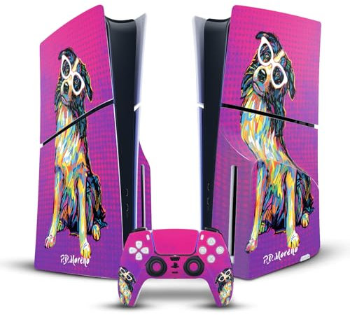 Head Case Designs Offizielle P.D. Moreno Border Collie Tiere II Vinyl Haut Gaming Aufkleber kompatibel mit Sony PlayStation 5 PS5 Slim Disc Edition Console & DualSense Controller