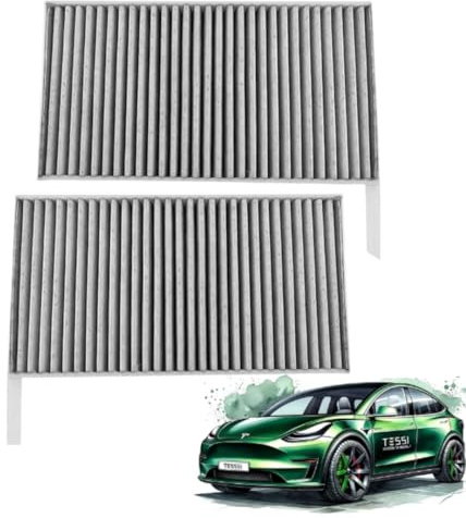 TESSI GREENLINE Innenraum-Pollenfilter passend für das Tesla Model Y/3 - Filter (2 Stück) mit hoher Qualität Made in Germany - Ideal für den regelmäßigen Austausch im Model Y/3 - Schutz vor Pollen