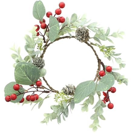 FRANK FLECHTWAREN Kranz Rote Beeren, klein, Kunststoff Maße: Ø 22 cm, Innen-Ø 9 cm, dekorativ, vielseitig einsetzbar