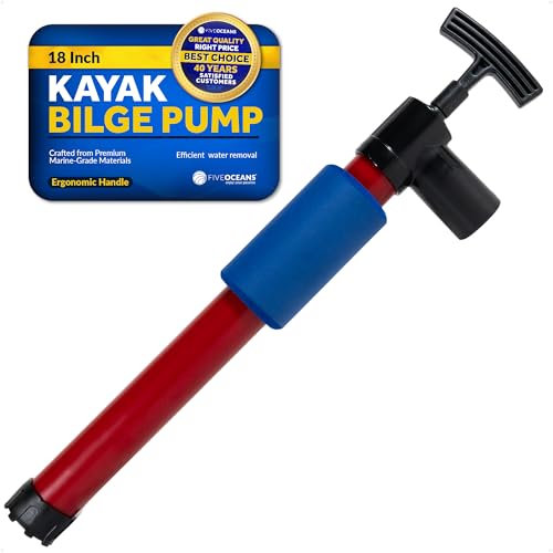 Five Oceans 18 Kayak Manual Bilge Pump for Water Extraction from Flooded Kayak, Boat, Canoe, or Personal Watercraft- FO4760
