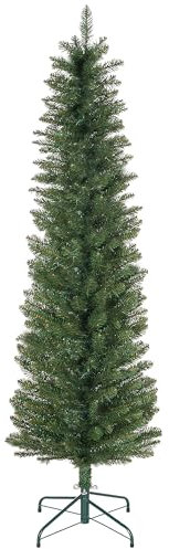 HOMCOM 6ft Artificial Pencil Christmas Tree with 329 branches, Metal Base, Realistic Xmas Tree, Green