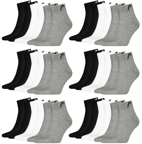 HEAD Unisex Quarter Socken Sportsocken Cotton Blend Sport Socks 18 Paar, Größe:43-46, Artikel:-004 grey/white/black