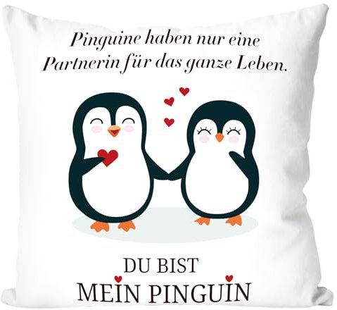 Lemicin Pinguin Kissen Geschenke Jahrestag - 45 x 45 cm Pinguin Kissenbezug Liebe Geschenke zum Hochzeitstag Jahrestag Valentinstag Geburtstag für Ehemann Paare Partner Ihn Sie Frau Männer