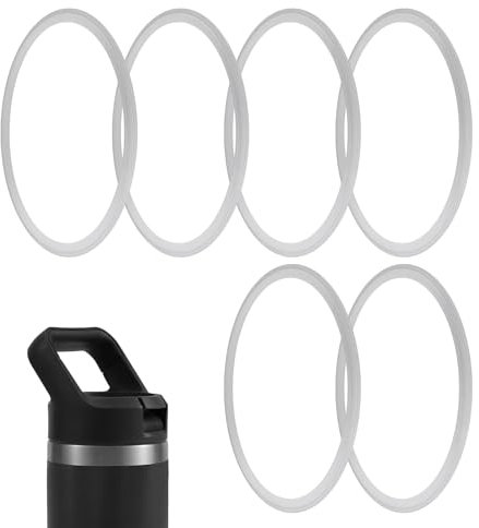 Gosknor 6pcs Water Bottle Gasket Replacement, Food Contact Grade Gasket Replacement Leakproof Lid Seal Replacement for Yeti Silicone Seal Replacement Compatible with YETI-Rambler-Jr-12oz-Kids-Bottle