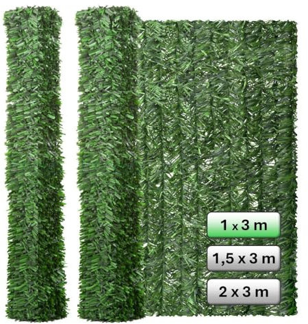 LOLAhome Set de 2 Seto Artificial Verde de 1x3 m. 2 Unidades. Alta Ocultación, con Tratamiento UV, Realista y Natural, No inflamable, Transpirable. para Jardín, Balcón, Terraza