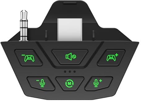 AARONMEI Adaptador de auriculares compatible con Xbox One/Series X/S Controller con balance de audio y ajuste de micrófono para auriculares de juego (negro)