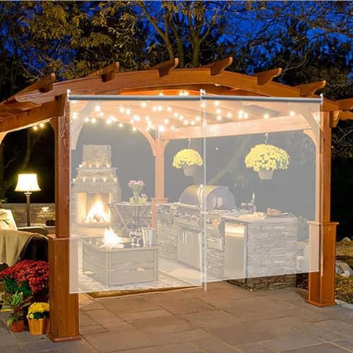 Generisch Transparent Wasserdichter Rollo Transparente Vinyl-Rollläden Rollos PVC Wasserdichter Rollo Transparent Für Terrassen Pavillons Terrassen Windschutz Außenbere,120 * 250cm