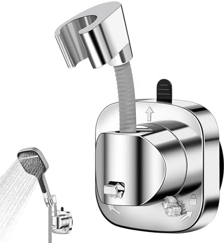 360° Drehbar Duschkopfhalterung mit Saugnapf, Verstellbarer Duschhalterung Ohne Bohren, Abnehmbarer Handbrause Halterung Rutschfeste Rostfreie Duschbrause Halterung für Bad & Dusche