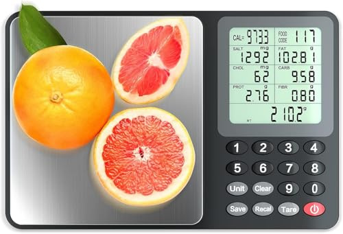 UNIWEIGH Kitchen Scales for Accuracy Measurements, Smart Food Scale with Food Database Nutritional Calculator, Food Weighing Scales for Calorie Counting,Baking, Weight Loss, 5 Units/LCD Display
