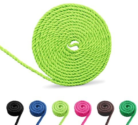 Baumwollkordel, Makramee Garn Seil, Mehrfarbige Baumwollseil Mehrgrößen für DIY, Handwerk (Neongrün, 8mm 5m)