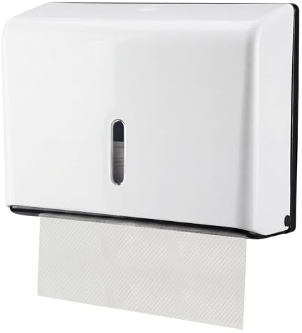 Zymuegist Multifold Paper Towel Dispenser Hold 200 Paper Towels, Wall-Mount Z Fold Hand Towel Dispenser for Hotel Resturant Home Toilet Office (White)