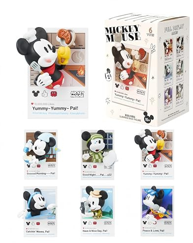 MINISO Disney Mickey Mouse Blind Box Fun in Life Series 3D Magnetic Vinyl Cute Mystery Animal Toy, Collectible Surprise Gift Figure Model Random Design for Home Decor Birthday Gifts, Single Box