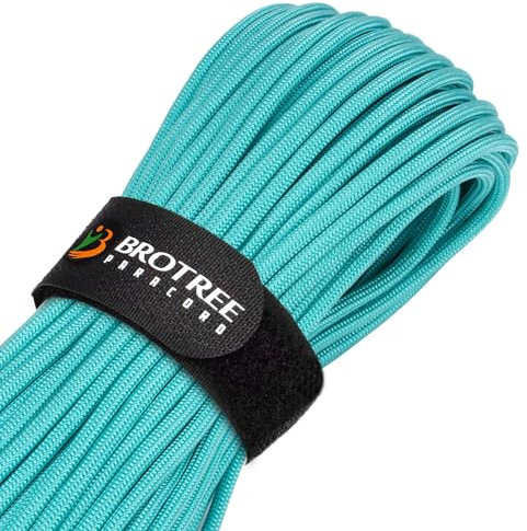Brotree Paracord 4mm 30M 9 Strands 100% Nylon Rope Type 3 Parachute Cord for Outdoor, Bracelet, DIY - 280kg Breaking Load (Turquoise)