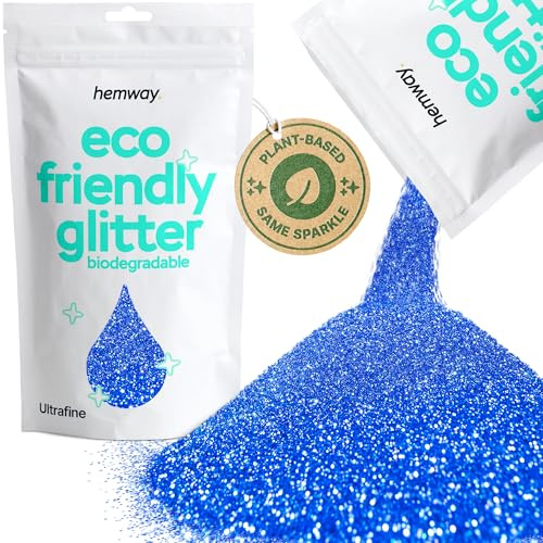 Hemway Eco Friendly Glitter Sapphire Blue Ultrafine 100g, Plant Based | Biodegradable Glitter for Craft, Face, Hair, Nail, Body and Festival