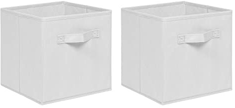 nozama Foldable Storage Cubes Set of 2 - Fabric Cube Boxes Household Cube Storage Box for Home Closet, 2 Pack Cloth Storage Bin with Dual Handles for Home Closet Drawers Organizer