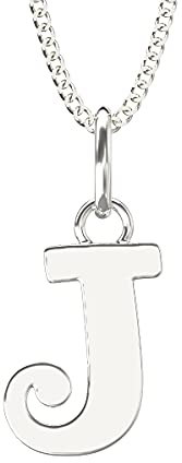 Aeon Jewellery Alphabet Initial Necklace - J | 925 Sterling Silver | Adjustable 16-18 Inch Silver Necklace | Polishing Cloth Included