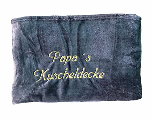 Krings Fashion Kuscheldecke XXL - 180 x 220 cm - Individuell anpassbar Bestickt mit Namen und Text - Hochwertige Decke - Tagesdecke - Farbe Schwarz - Stickfarbe wählbar