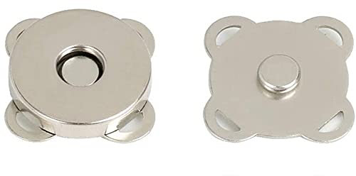 ANCLLO Druckknöpfe, 18 mm, magnetisch, Pflaumenblütenmotiv, ideal für Kleidern Blusen Handwerk DIY, Handtaschen, Taschen, Kleidung, silberfarben, 20 Sets