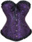 Grebrafan Corsage übergröße Klassische Brokat Korsett Korsage (EUR(38-40) XL, Schwarz Lila)