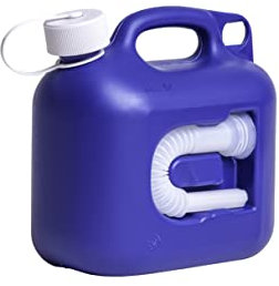 hünersdorff Kanister 5 l für AdBlue, ideal zur Betankung an AdBlue-PKW-Zapfsäulen, Mehrwegkanister mit Auslaufrohr, passt in AdBlue Tankstutzen, unbefüllt, 800280, blau, 5l