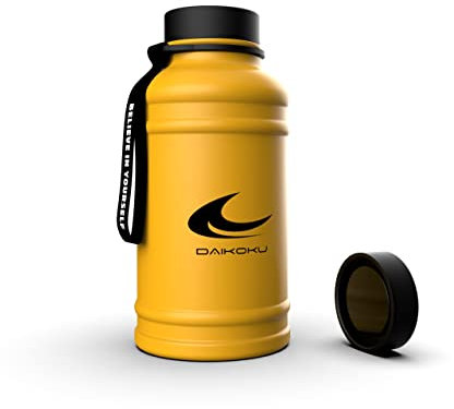 Daikoku - Botella de Agua de Acero Inoxidable 1.3L | A Prueba de Fugas | Aislamiento Térmico de Doble Pared Gimnasio, Senderismo y Viajes | Amarillo
