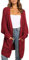 Maavoki Cardigan lungo da donna, oversize, a maniche lunghe, casual, con tasca, Z-rosso, M