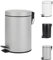 Home Treats Small Pedal Bin for Bathroom - 3L Stainless Steel Waste Bin With Lid, Soft Close Hinge, Removable Inner Bucket (Silver)