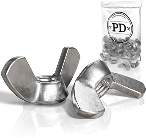 PD® Écrou Papillon M10 (DIN 315) | Écrous à Ailettes en Acier Inoxydable A2 V2A | Inox pour Vis et Boulons Filetés | à Oreille Métal à Usage Universel | 100 Pièces