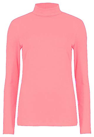 Womens Polo Neck Top Stretch Ladies Long Sleeve Turtle Neck Top Jumper 8-26 (Coral, 8-10)