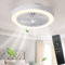 POWROL Deckenventilator mit Licht und Fernbedienung 48CM Blattlose Deckenventilatoren mit Lichtern 6 Geschwindigkeiten 3 Farben Dimmbar Moderner LED Deckenventilator 48W für Wohnzimmer Schlafzimmer