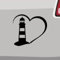 Generisch Leuchtturm Herz Aufkleber Sticker Sylt Strand Erholung Moin Moin Usedom 6,5x6cm Farbe: Schwarz