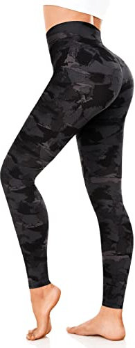 FuelMeFoot Damen Kurze Sporthose High Waist Yoga Sport Shorts Leggings für Sommer Leggins Radlerhose Fitness Hotpants Gym Bike 1 Pack-09-Schwarze Camo L/XL