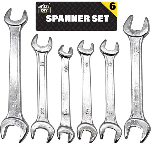 SOL 6pcs Spanner Set - 6-17mm Spanners for DIY Repairs - Including 6mm to 17mm Spanners, Spanner Set for Home and Workshop Use