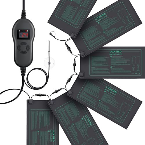 Luxbird Alfombra calefactora para Plantas con Controlador de Temperatura, 6 Alfombrillas térmicas con 1 Controlador, 30 vatios, Control uno a Varios, impermeabilidad IP67, 52.7 x 25.4 cm