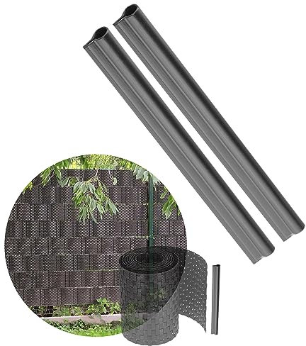 KADAX Klemmschienen für Sichtschutzstreifen, Befestigungsclips aus Kunststoff, Klemmstreifen, Clips für Zaunfolie, Endclips (2 Stück Set, Silber)